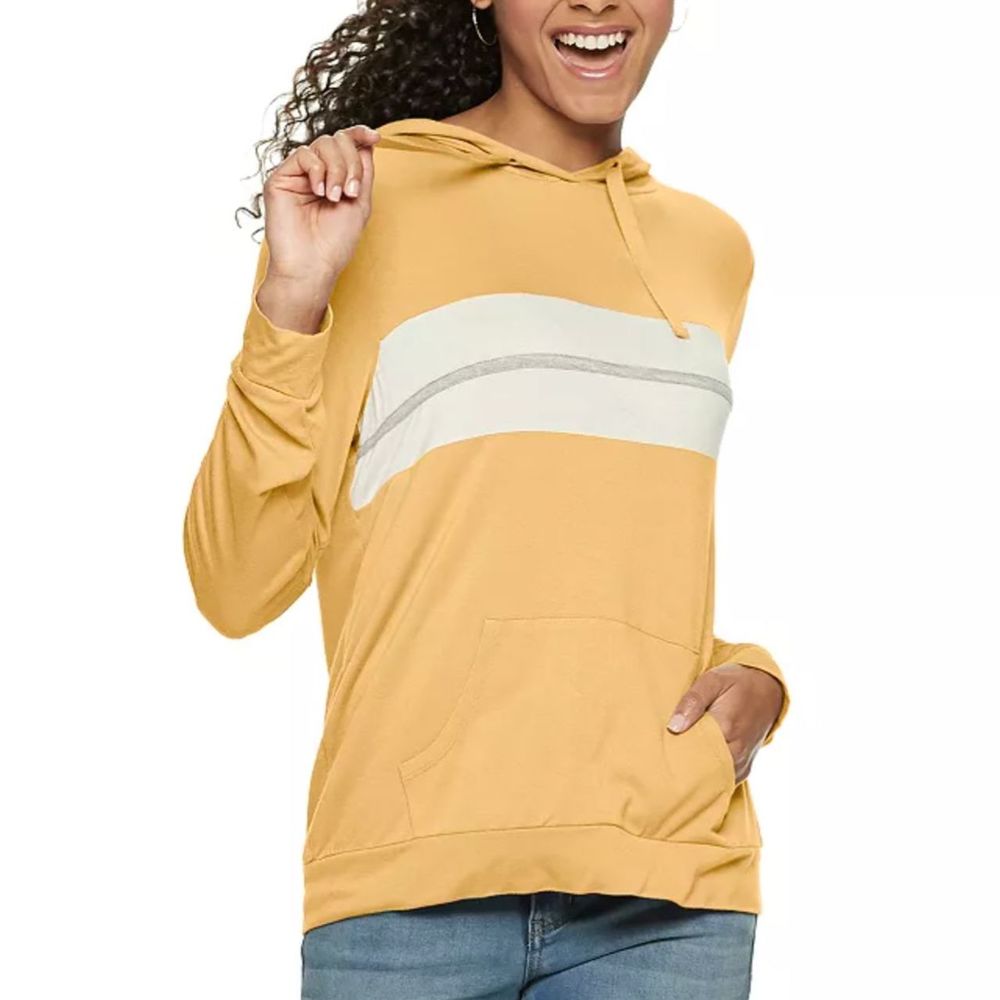 Pink Republic Stripe Pullover Super Soft T-shirt Hoodie NWOT
